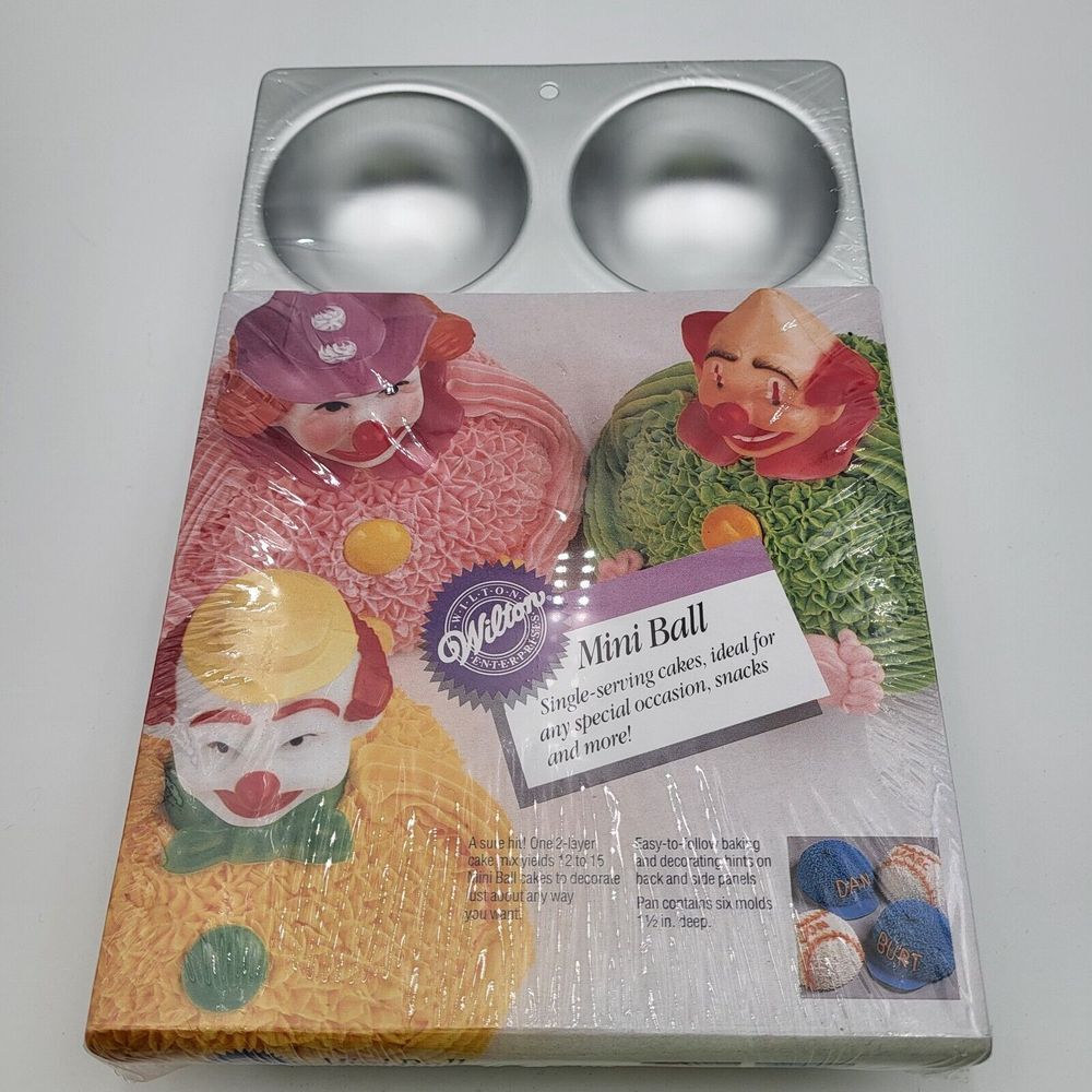Vtg Wilton‎ Mini Ball Single-Serve Cakes Cake Pan 2105-1760 Contain 6 Molds 1.5"
